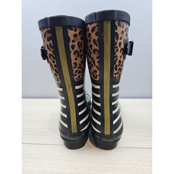 Joules Molly Welly Leopard Print Tan Rain Boots Women's 11 Mid High V02660 - Picture 7 of 9